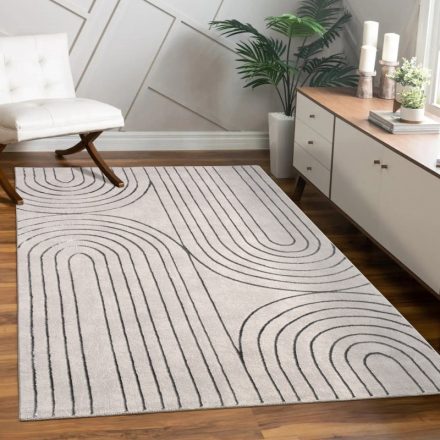 Pasztel krém-szürke absztrakt modern szőnyeg nappaliba skandináv 80x300 cm