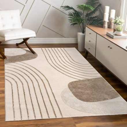 Skandináv krém-bézs absztrakt modern szőnyeg nappaliba 80x300 cm