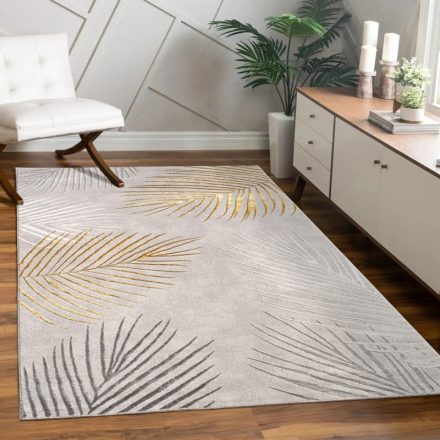 Modern szőnyeg pálmalevél skandináv szőnyeg szürke-arany 240x340 cm