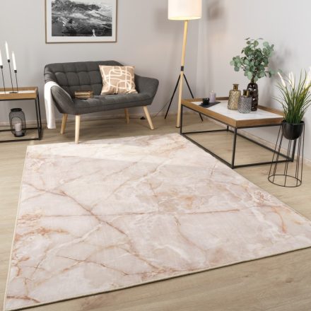 Bézs modern szőnyeg nappaliba márvány mintás 160x220 cm