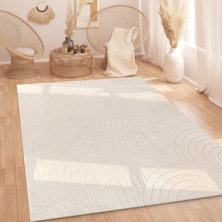 Mosható puha 3D modern szőnyeg nappaliba absztrakt - krém 160x220 cm