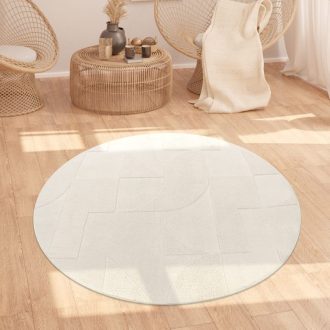 moshato puha 3D modern szonyeg geometria krem 160 cm kerek