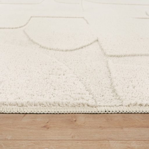 moshato 3D modern szonyeg geometria mintaval krem 120 cm kerek