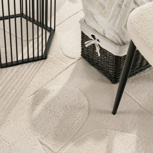 moshato 3D modern szonyeg geometria mintaval krem 120 cm kerek