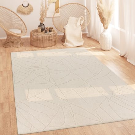 Mosható puha 3D modern szőnyeg nappaliba absztrakt mintával - krém 200x280 cm