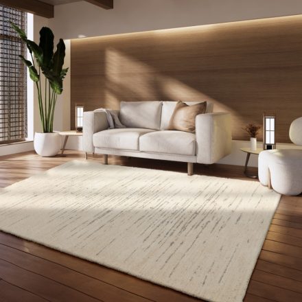 Skandináv 3D szőnyeg nappaliba geometria mintás - krém 80x150 cm