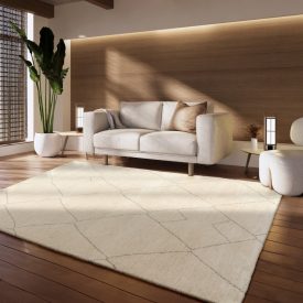   Skandináv 3D szőnyeg nappaliba rombusz mintás - krém szőnyeg 80x150 cm