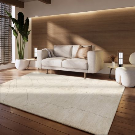 Skandináv 3D szőnyeg nappaliba absztrakt mintás - krém 80x150 cm