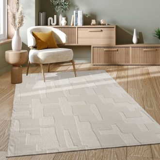Modern nappali szonyeg - 3D hatasu, krem szonyeg, 80x150 cm