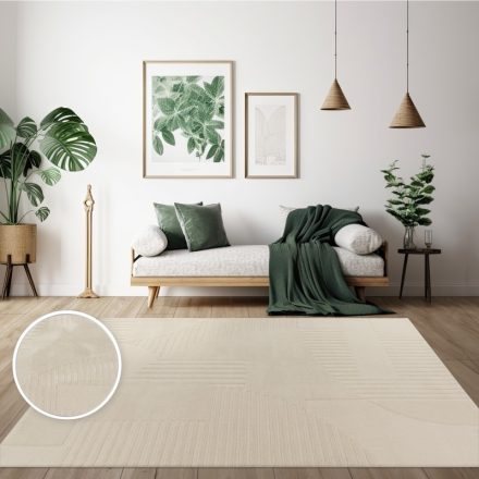 Modern szőnyeg nappaliba 3D hatású geometria - krém 240x340 cm