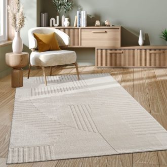 Modern nappali szonyeg - 3D hatasu, geometria, krem szonyeg, 80x150 cm