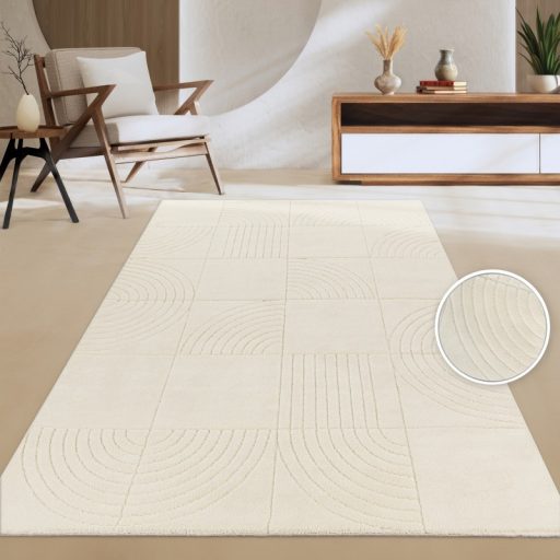 Modern szonyeg nappaliba - 3D, absztrakt, geometria mintas,  krem, 120x170 cm, Gina