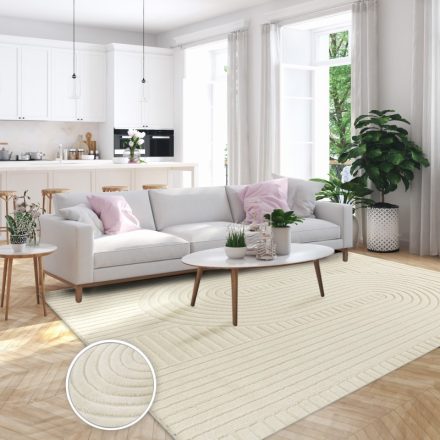 Modern szőnyeg nappaliba 3D hatású absztrakt - krém 160x230 cm