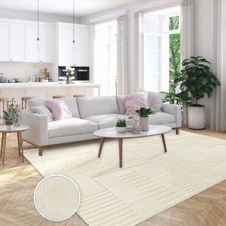 Modern szonyeg nappaliba - 3D, absztrakt, csikos,  krem, 160x230 cm, Gina