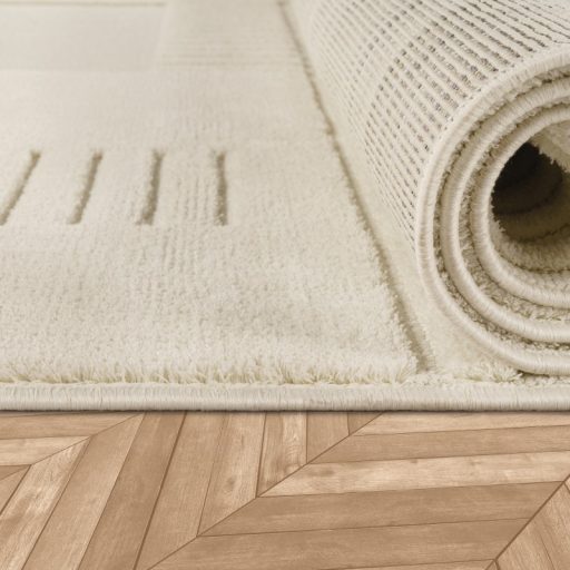 Modern nagymeretu szonyeg - 3D, absztrakt, csikos,  krem, 240x340 cm, Gina