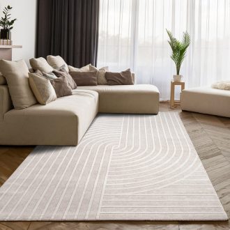Skandinav nappali szonyeg - 3D hatasu, egyszinu, krem, 120x160 cm