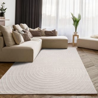 Skandinav nappali szonyeg - 3D hatasu, egyszinu, modern, krem, 80x300 cm