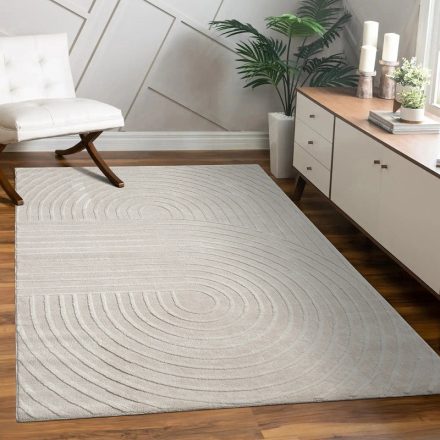 Skandináv szőnyeg nappaliba 3D modern szőnyeg egyszínű krém  80x300 cm