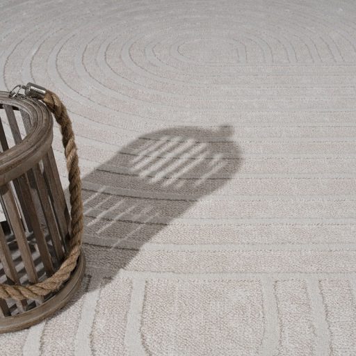 Skandinav nappali szonyeg - 3D hatasu, egyszinu, modern, krem, 80x300 cm