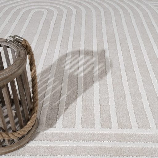 Skandinav nappali szonyeg - 3D hatasu, geometria, modern, krem, 80x300 cm
