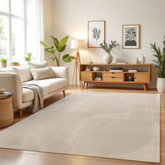 Nagymeretu nappali szonyeg, modern geometria mintaval krem 200x280 cm