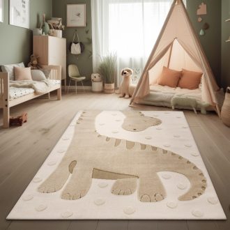 Gyerekszoba szonyeg, 3D hatasu bezs dino 80x150 cm