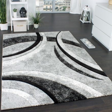 3D hatású design modern szőnyeg geometrikus csíkok - szürke 60x110 cm