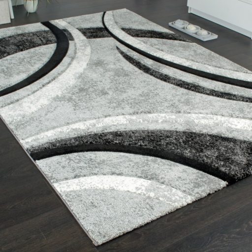 Szurke csikos 3D nappali szonyeg geometrikus mintaval 80x150 cm