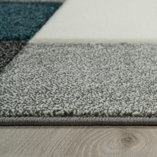 Modern szonyeg negyzet mintaval turkiz 80x300 cm