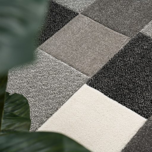 Modern szonyeg negyzet mintaval szurke 60x110 cm