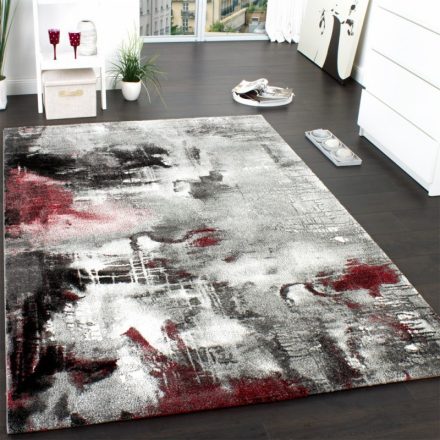 Modern festett hatású designer szőnyeg szürke-piros 80x150 cm