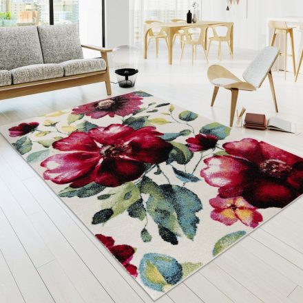 Designer szőnyeg festett hatású virág mintás szőnyeg - színes 80x150 cm