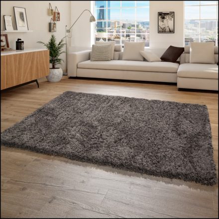 Flokati stílusú shaggy szőnyeg hosszú szálú bozontos antracit 200 cm négyzet alakú
