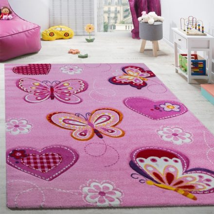 Pink 3D szőnyeg lányoknak pillangó motívum gyerekszőnyeg 80x150 cm
