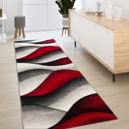 Absztrakt hullámok design modern szőnyeg piros 80x300 cm