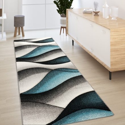 Absztrakt hullámok design szőnyeg türkiz 80x300 cm