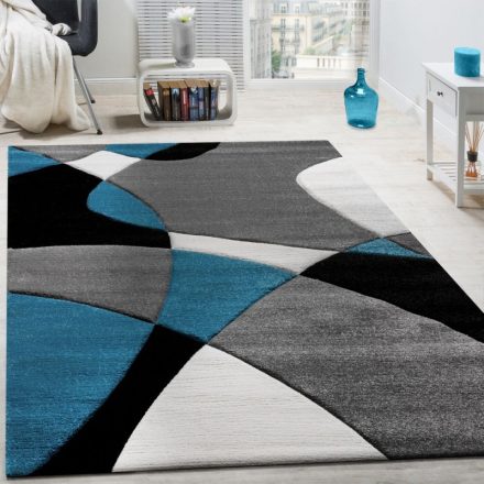 3D hatású design modern szőnyeg nappaliba absztrakt - türkiz 60x110 cm