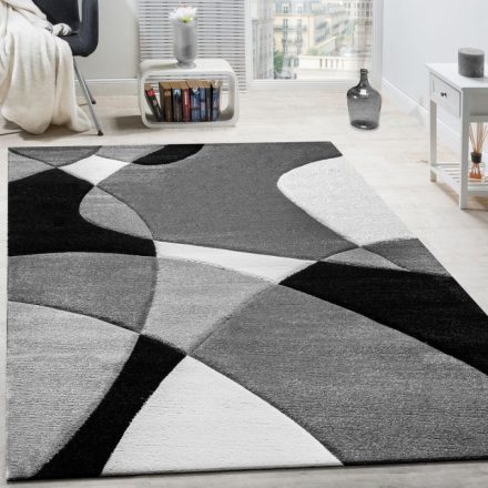 3D hatású design modern szőnyeg absztrakt szürke-fekete 60x110 cm
