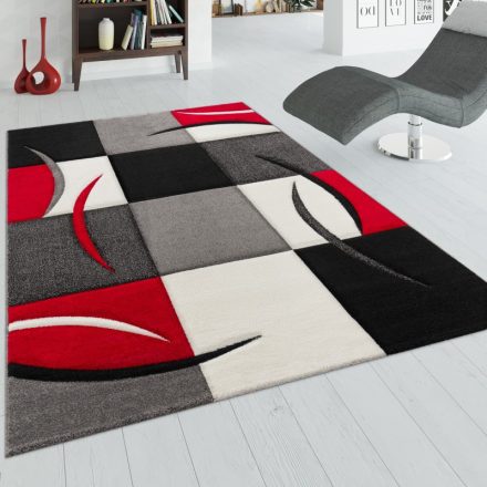 3D hatású design modern szőnyeg absztrakt piros-szürke kockák 60x110 cm