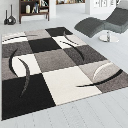3D hatású design modern szőnyeg absztrakt fekete-fehér kockák 60x110 cm