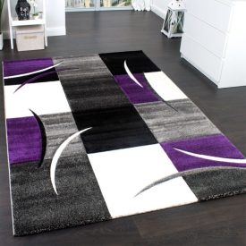   Nagyméretű 3D modern szőnyeg absztrakt lila-szürke kockák 240x330 cm