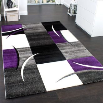3D modern nappali szonyeg absztrakt lila-szurke 60x110 cm