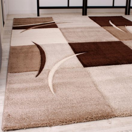 3D hatású design modern szőnyeg absztrakt - barna kockák 60x110 cm