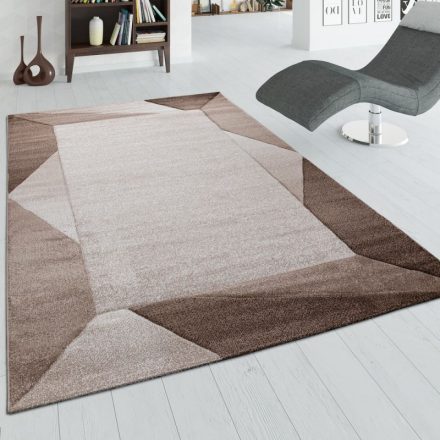 Barna 3D szőnyeg rövid szálú design szőnyeg geometrikus mintával 240x330 cm