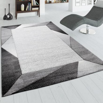 Szürke szőnyeg rövid szálú design modern szőnyeg bordűrös 80x150 cm