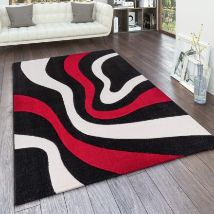 3D hatású design modern szőnyeg hullám piros-fekete 240x330 cm