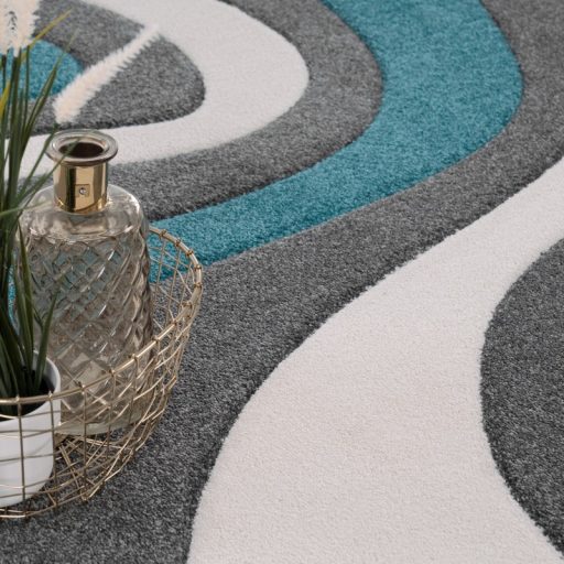 3D modern nappali szonyeg hullam mintaval - turkiz szonyeg 60x110 cm