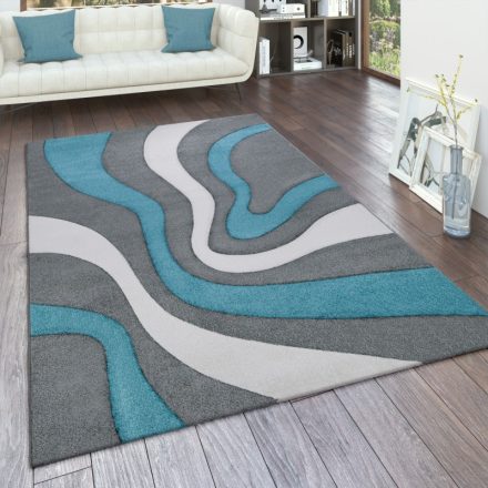 3D hatású design modern szőnyeg hullám - türkiz 80x300 cm