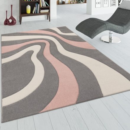 3D hatású design modern szőnyeg hullám szürke-rózsaszín 80x150 cm