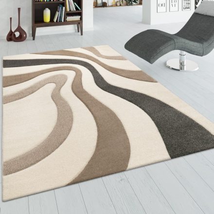 3D hatású design modern szőnyeg hullám krém-bézs 80x150 cm